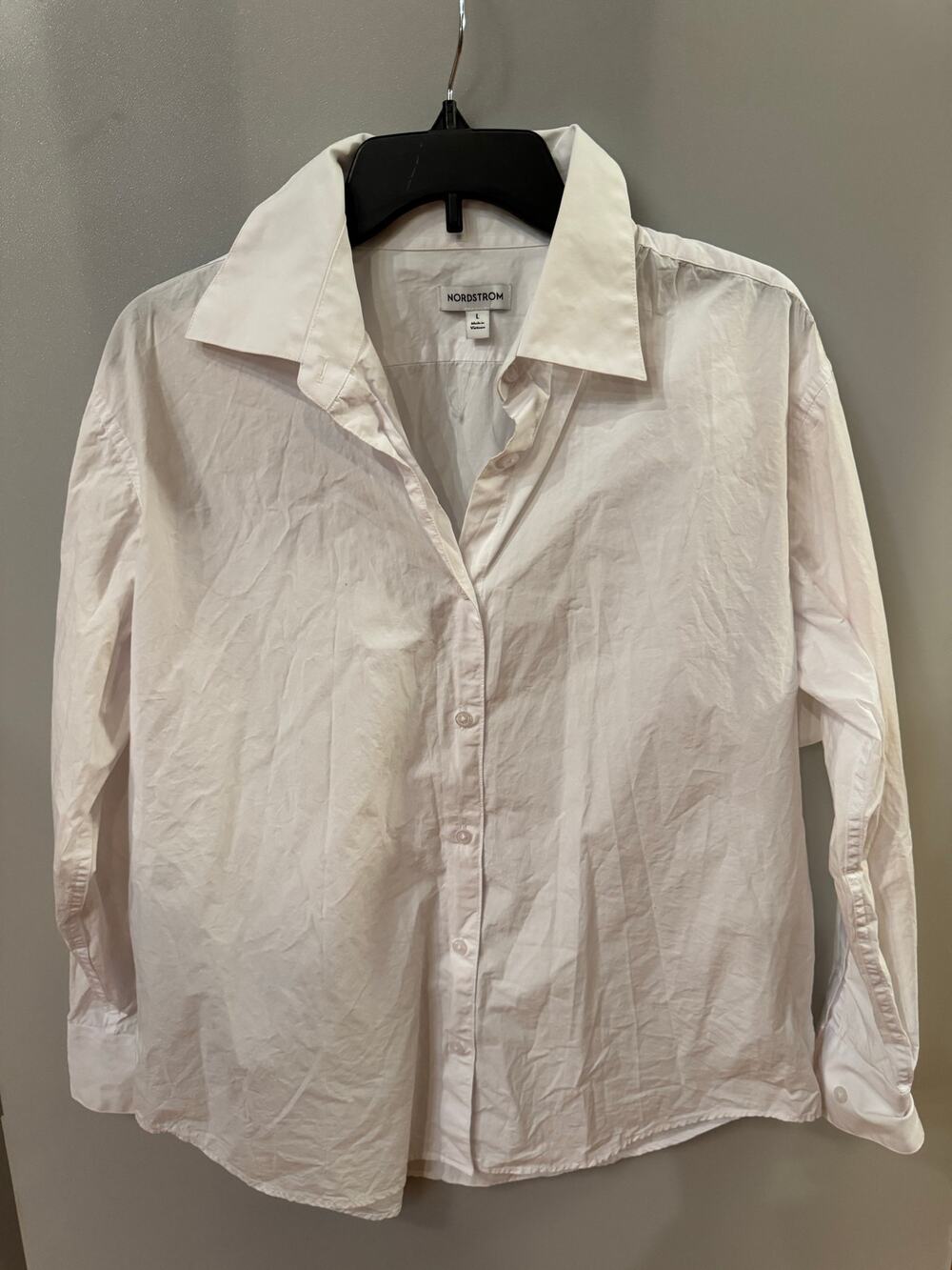 Nordstrom White Cotton Long Sleeve Button Up - Large (new)